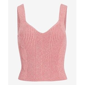 Cable Knit V-Neck Sweater Tank - Color: Salmon (Pink) / SIZE: Small